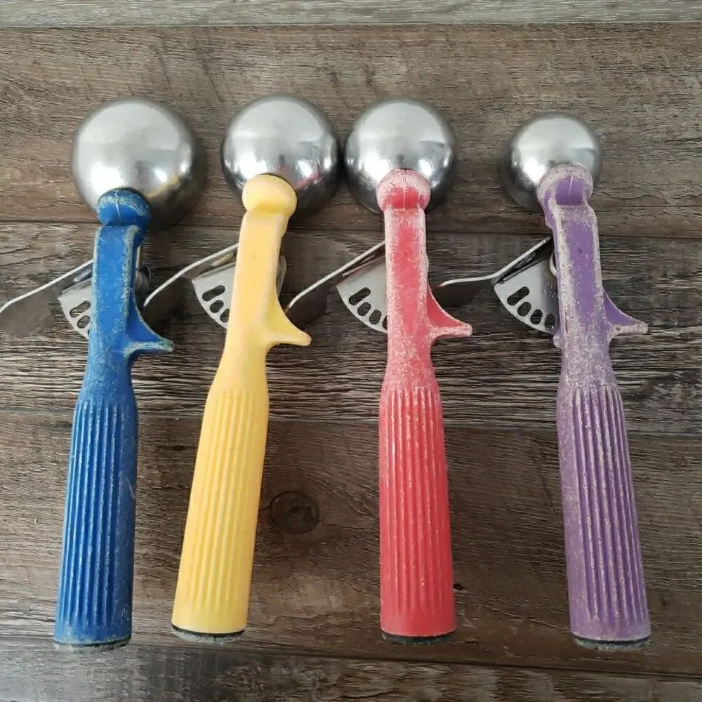 Volrath Ice Cream Scoops Set Of 4 Blue Red Yellow Purple Handle Stainless